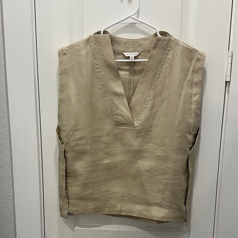 Banana Republic Linen V-Neck Camisole - Beige-see measurement